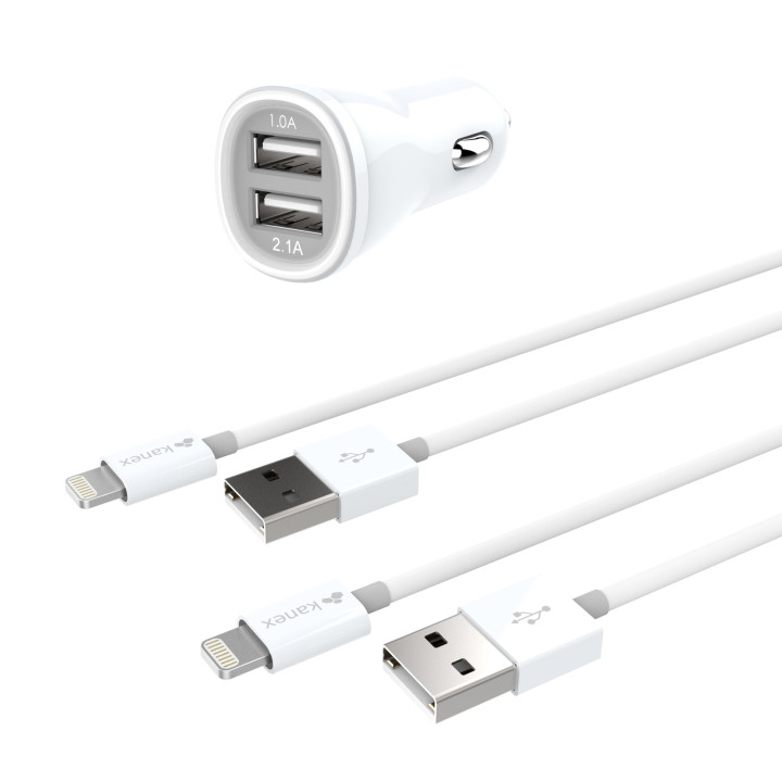 Kanex 2-Port Car Charger + 2 Lightning Cables