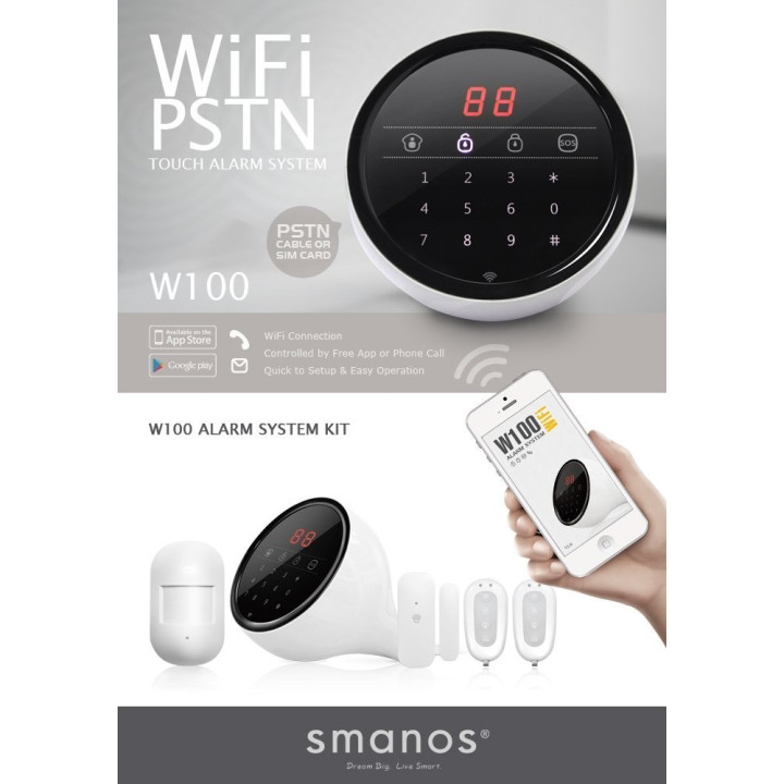 Smanos Home Alarm System W100 Wi-Fi/PSTN