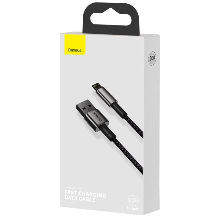 Baseus Tungsten Gold Lightning 2.4A 2m Black