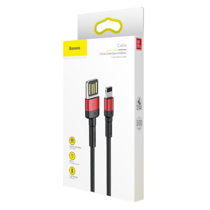 Baseus Cafule USB to Lightning Double Sided 2.4A 1m Red/Black