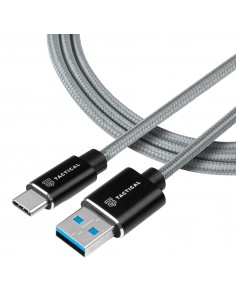 Tactical Fast Rope Aramid Cable USB-A/USB-C 0.3m Grey