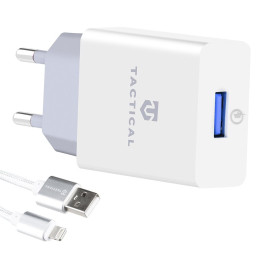 Tactical AR-30 USB-A QC 3.0 2,5A Cestovná Nabíjačka + Opletený Kábel pre iPhone