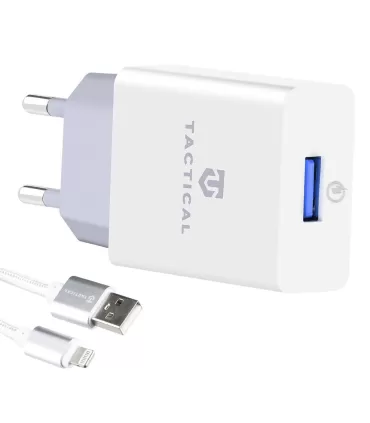 Tactical AR-30 USB-A QC 3.0 2,5A Cestovná Nabíjačka + Opletený Kábel pre iPhone