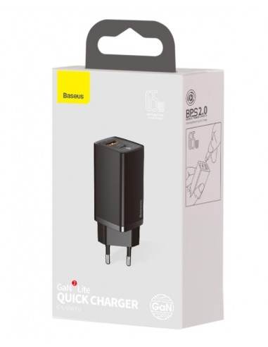 Baseus CCGAN2L-B01 GaN2 Lite Quick Nabíjačka USB + USB-C 65W Black