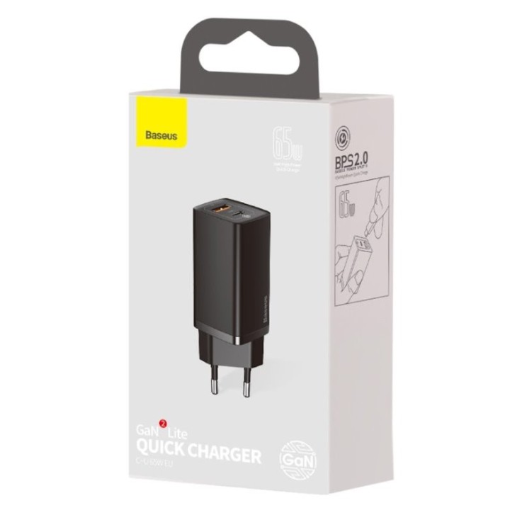 Baseus CCGAN2L-B01 GaN2 Lite Quick Nabíjačka USB + USB-C 65W Black