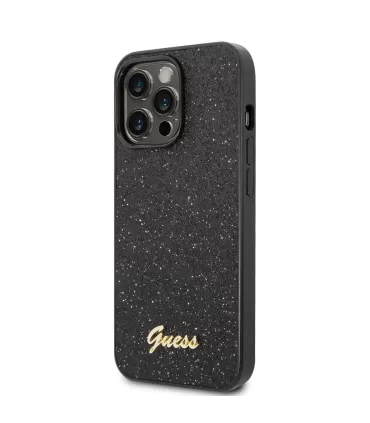 Guess PC/TPU Glitter Flakes Metal Logo Zadný Kryt pre iPhone 14 Pro