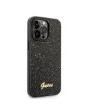 Guess PC/TPU Glitter Flakes Metal Logo Zadný Kryt pre iPhone 14 Pro Black