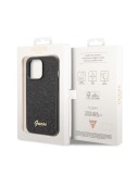Guess PC/TPU Glitter Flakes Metal Logo Zadný Kryt pre iPhone 14 Pro Black