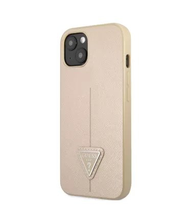 Guess Saffiano Double Card Zadný Kryt pre iPhone 13 Beige