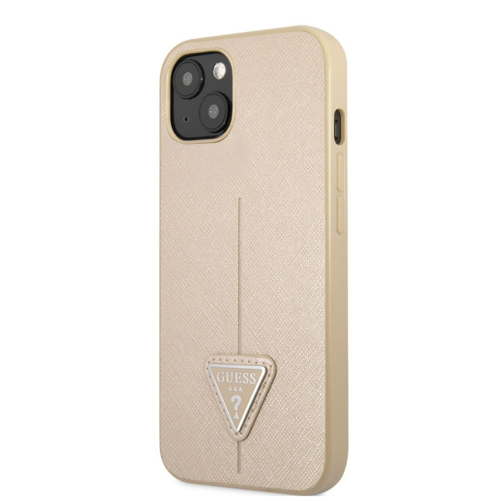 Guess Saffiano Double Card Zadný Kryt pre iPhone 13 Beige
