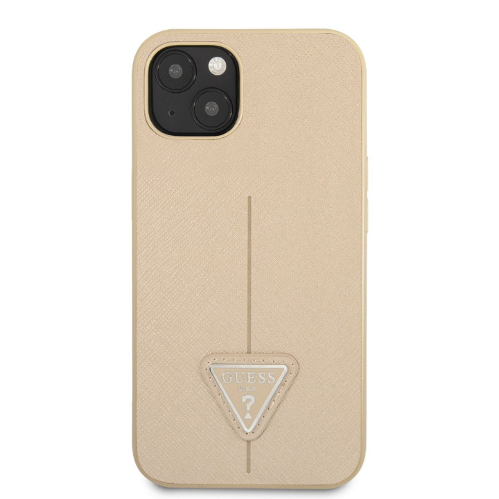 Guess Saffiano Double Card Zadný Kryt pre iPhone 13 Beige