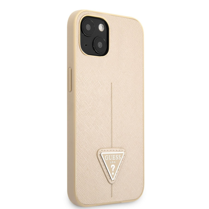 Guess Saffiano Double Card Zadný Kryt pre iPhone 13 Beige