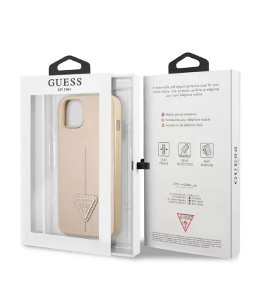Guess Saffiano Double Card Zadný Kryt pre iPhone 13 Beige