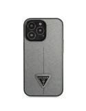 Guess Saffiano Double Card Zadný Kryt pre iPhone 13 Silver