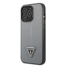 Guess Saffiano Double Card Zadný Kryt pre iPhone 13 Silver