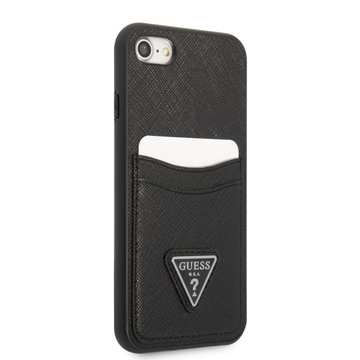 Guess Saffiano Double Card Zadný Kryt pre iPhone 7/8/SE2020/SE2022 Black