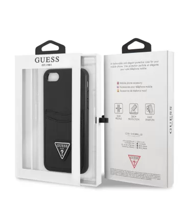 Guess Saffiano Double Card Zadný Kryt pre iPhone 7/8/SE2020/SE2022 Black