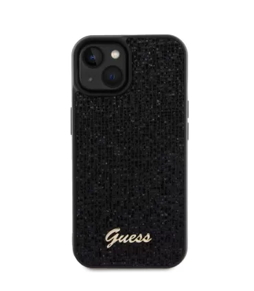 Guess PU Square Mirror Script Logo Zadný Kryt pre iPhone 15
