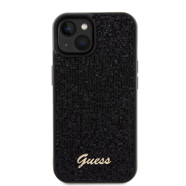 Guess PU Square Mirror Script Logo Zadný Kryt pre iPhone 15
