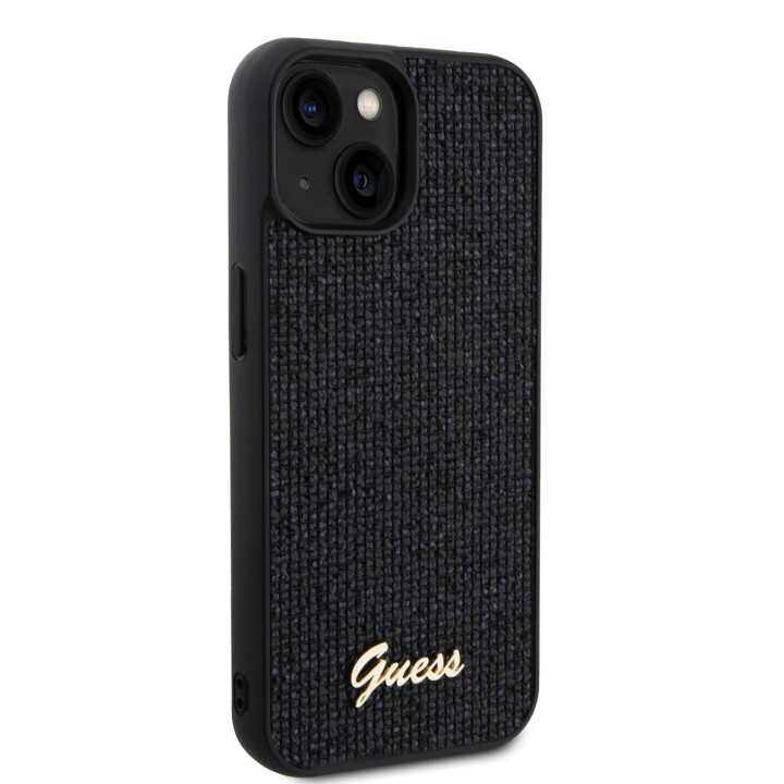 Guess PU Square Mirror Script Logo Zadný Kryt pre iPhone 15