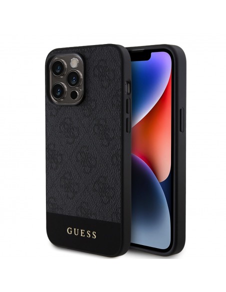 Guess PU 4G Stripe MagSafe Zadný Kryt pre iPhone 15 Pro