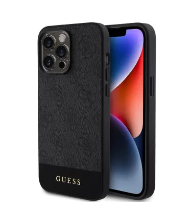 Guess PU 4G Stripe MagSafe Zadný Kryt pre iPhone 15 Pro
