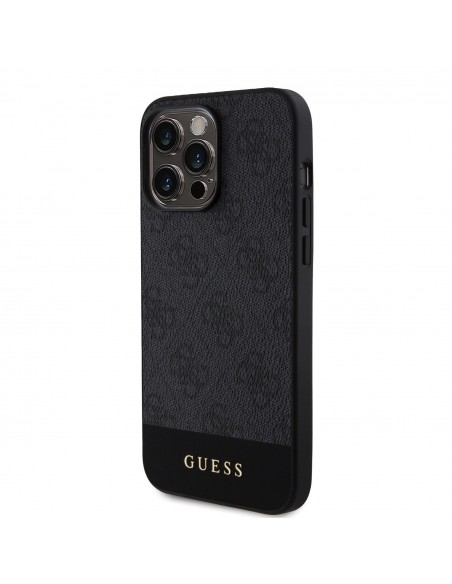 Guess PU 4G Stripe MagSafe Zadný Kryt pre iPhone 15 Pro