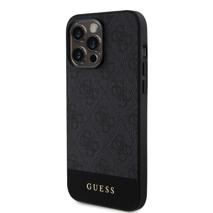 Guess PU 4G Stripe MagSafe Zadný Kryt pre iPhone 15 Pro