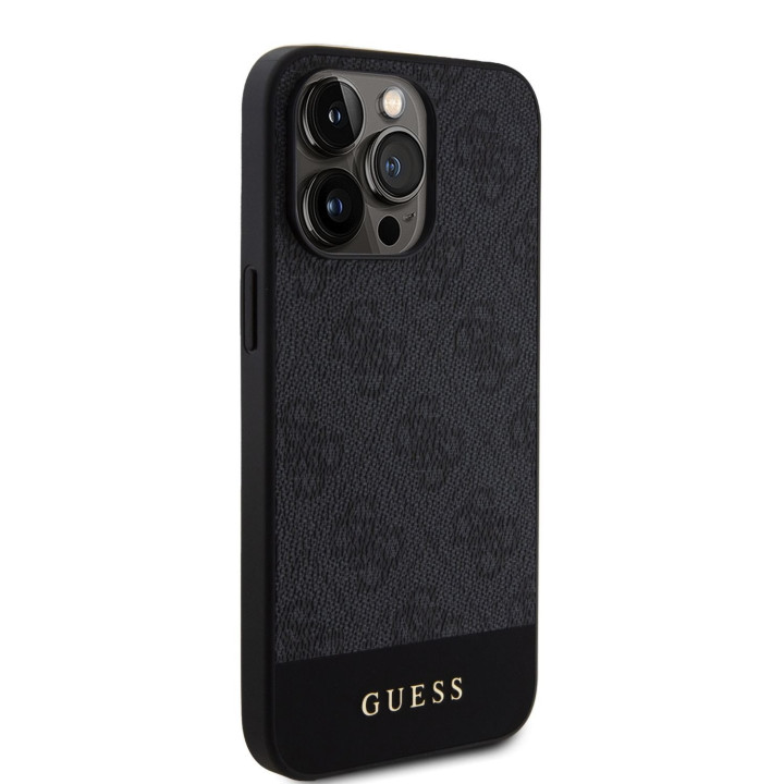 Guess PU 4G Stripe MagSafe Zadný Kryt pre iPhone 15 Pro