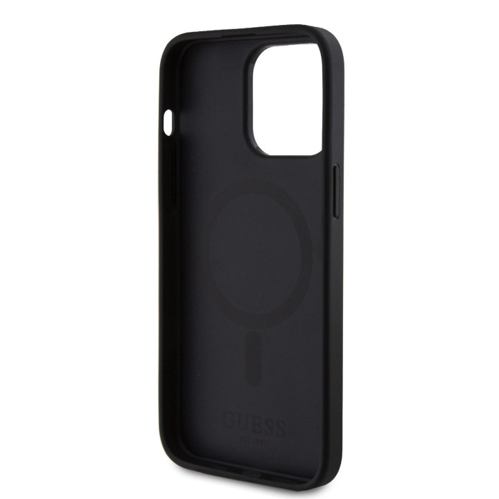 Guess PU 4G Stripe MagSafe Zadný Kryt pre iPhone 15 Pro