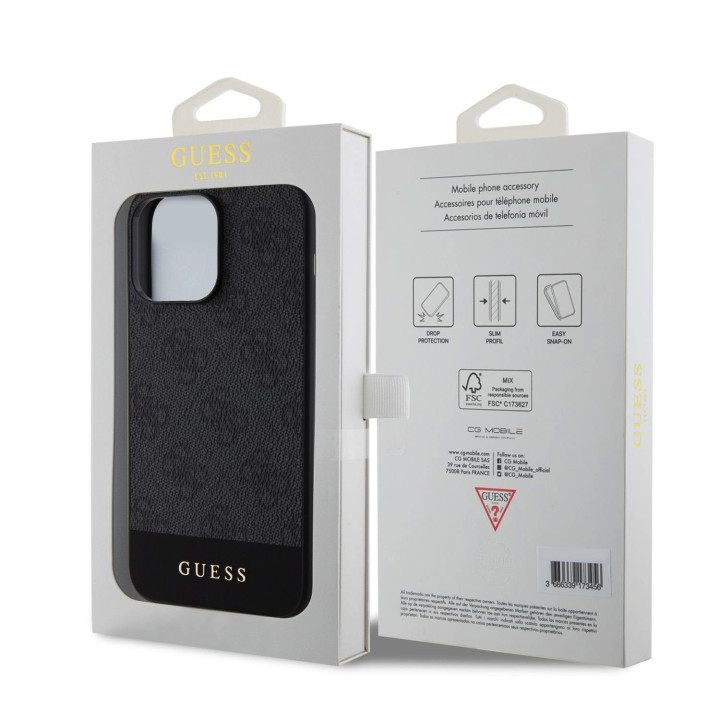 Guess PU 4G Stripe MagSafe Zadný Kryt pre iPhone 15 Pro