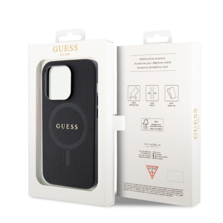 Guess PU Saffiano MagSafe Zadný Kryt pre iPhone 15 Pro