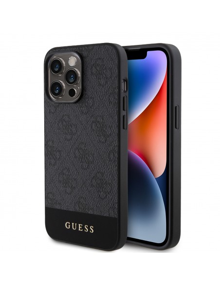 Guess PU 4G Stripe MagSafe Zadný Kryt pre iPhone 15 Pro Max