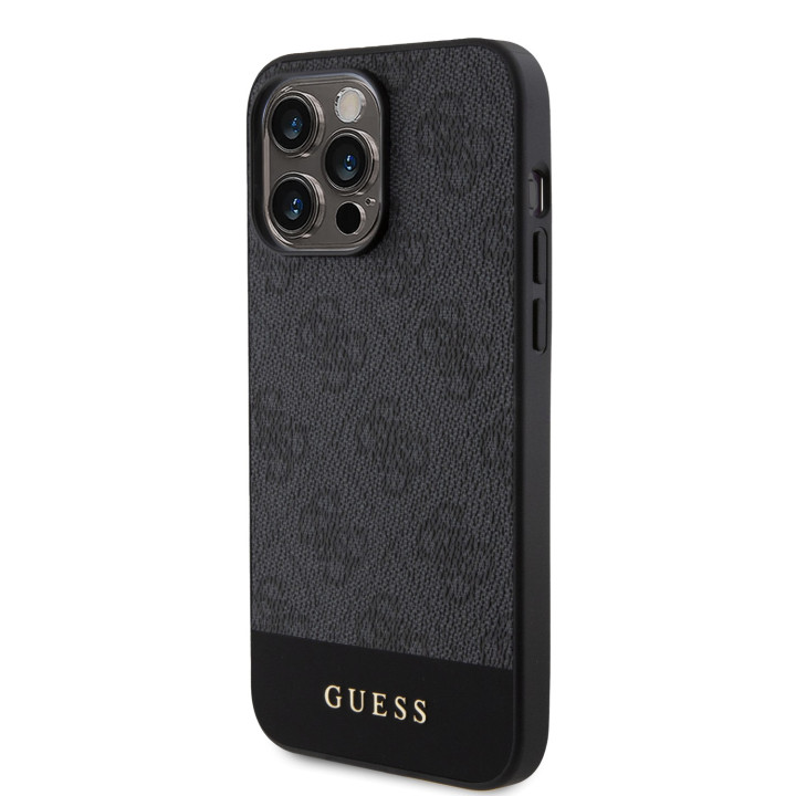 Guess PU 4G Stripe MagSafe Zadný Kryt pre iPhone 15 Pro Max