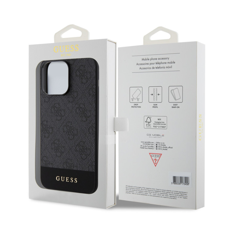 Guess PU 4G Stripe MagSafe Zadný Kryt pre iPhone 15 Pro Max