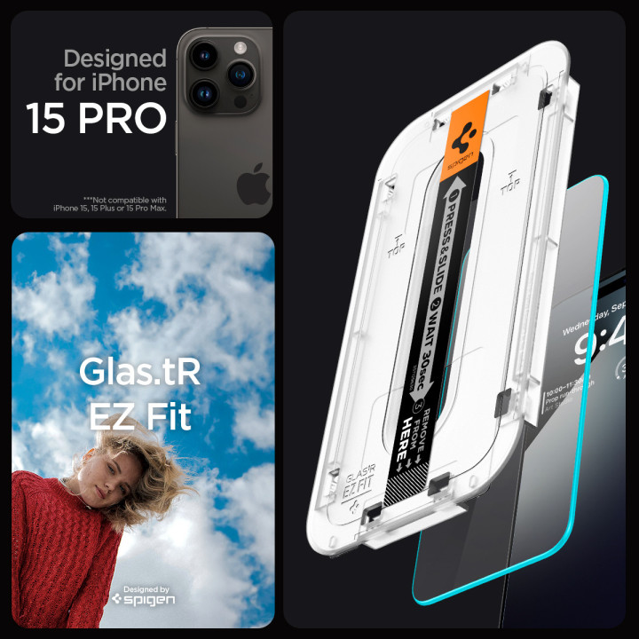 Spigen Glass tR EZ Fit 2 Pack iPhone 15 Pro