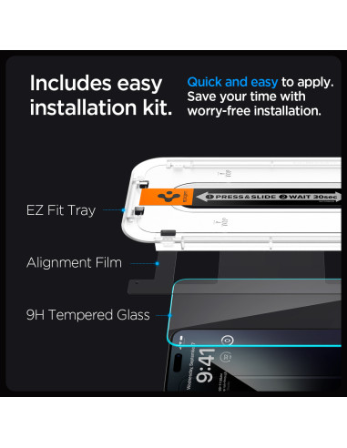 Spigen Glass tR EZ Fit 2 Pack iPhone...