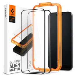 Spigen Glass tR AlignMaster 2 Pack FC Black iPhone 15
