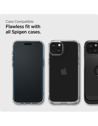 Spigen Glass tR AlignMaster 2 Pack FC Black iPhone 15