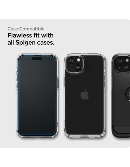 Spigen Glass tR AlignMaster 2 Pack FC Black iPhone 15