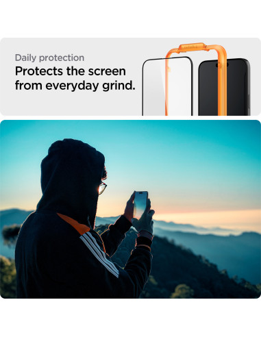 Spigen Glass tR AlignMaster 2 Pack FC Black iPhone 15