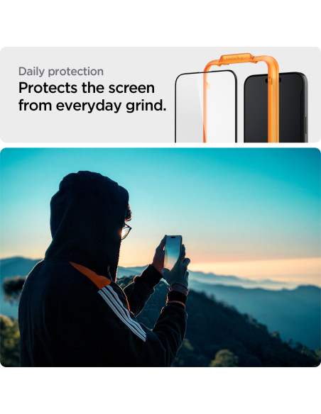 Spigen Glass tR AlignMaster 2 Pack FC Black iPhone 15
