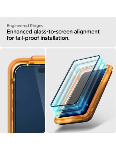 Spigen Glass tR AlignMaster 2 Pack FC Black iPhone 15