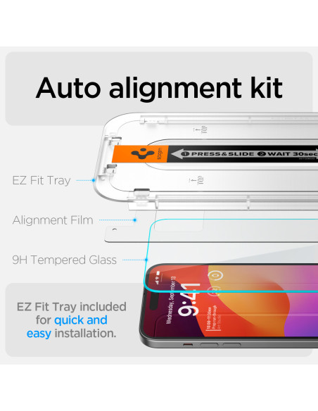 Spigen Glass tR EZ Fit 2 Pack iPhone 15