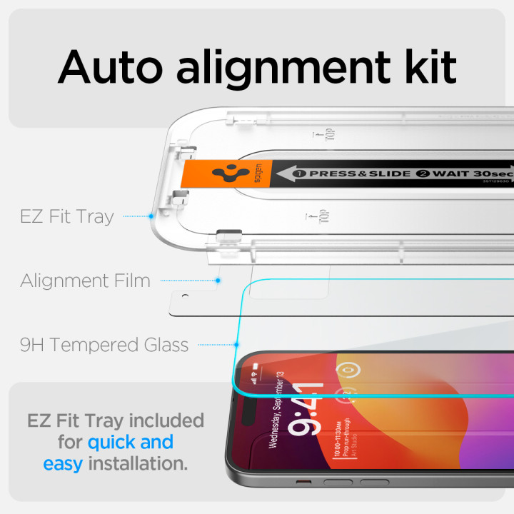 Spigen Glass tR EZ Fit 2 Pack iPhone 15