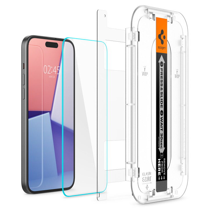 Spigen Glass tR EZ Fit 2 Pack iPhone 15